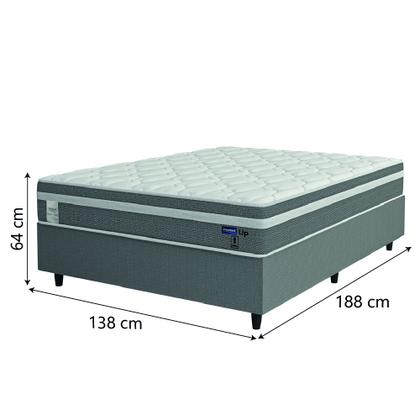 Imagem de Cama Box Colchão Casal Molas Ensacadas Euro In Up 138x188x64cm Cinza / Branco Probel - Suporta até 110kg por Pessoa