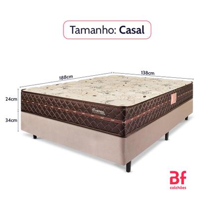Imagem de Cama Box Colchão Casal Ortopédico Firme Espuma D33 Antialérgico Certificado 138x188x54cm - BF Colchões