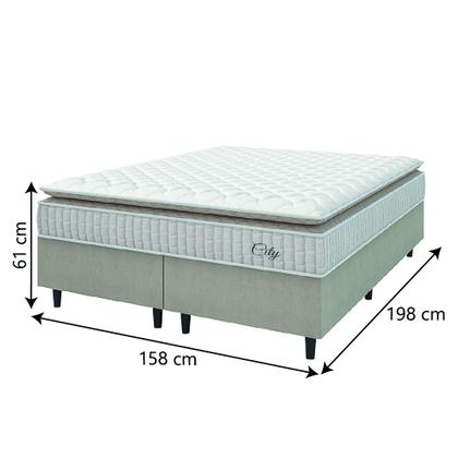 Cama Box Colchão Casal Queen Molas Ensacadas City Pillow Top 158x198x61cm Branco / Bege Hellen - Suporta até 110kg por Pessoa Imagem de Cama Box Colchão Casal Queen Molas Ensacadas City Pillow Top 158x198x61cm Branco / Bege Hellen - Suporta até 110kg por Pessoa