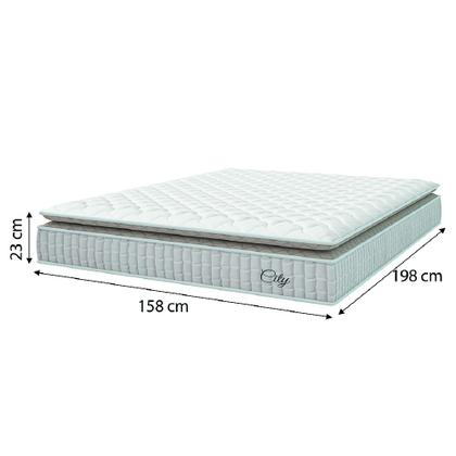 Cama Box Colchão Casal Queen Molas Ensacadas City Pillow Top 158x198x61cm Branco / Bege Hellen - Suporta até 110kg por Pessoa Imagem de Cama Box Colchão Casal Queen Molas Ensacadas City Pillow Top 158x198x61cm Branco / Bege Hellen - Suporta até 110kg por Pessoa