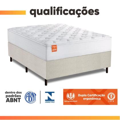 Imagem de Cama Box Colchão Casal Queen Molas Ensacadas Real 158x198x65cm Linho Branco Inducol - Suporta até 130kg por Pessoa