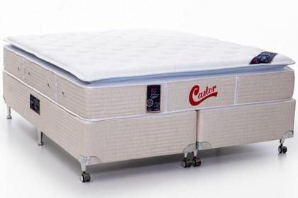 Imagem de Cama Box + Colchão Castor King Super Luxo Vitagel One Face Pocket 193x203x56cm