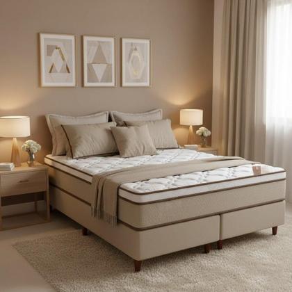 Imagem de Cama Box + Colchão Castor Queen Innovation One Face Tecnopedic 158x198x54cm