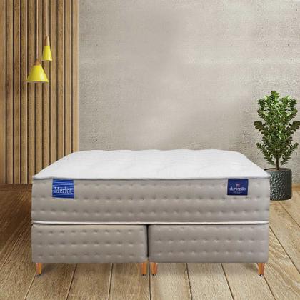 Imagem de Cama Box + Colchão Merlot Soft Latéx Dunlopillo CASAL - Molas Ensacadas - 138x188