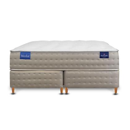 Imagem de Cama Box + Colchão Merlot Soft Latéx Dunlopillo CASAL - Molas Ensacadas - 138x188