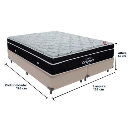 Imagem de Cama + Box Colchão Queen Com Molas Ensacadas Ortobom Europillow Elegant Cor:bege