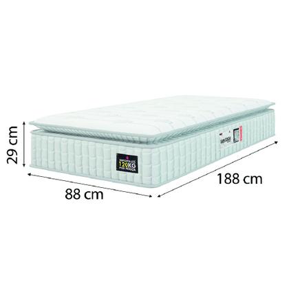 Imagem de Cama Box Colchão Solteiro Espuma D33 Vangogh Pillow Top 88x188x67cm Branco / Cinza Hellen - Suporta até 120kg por Pessoa