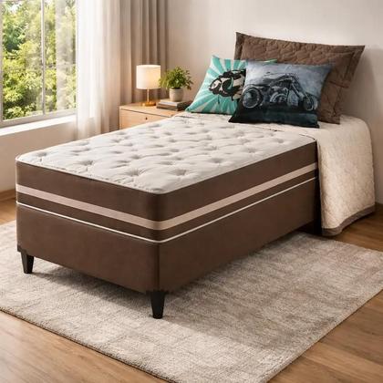 Imagem de Cama Box + Colchão Solteiro King Classic Molas Ensacadas 96x203x61cm
