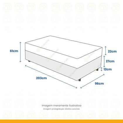 Imagem de Cama Box + Colchão Solteiro King Classic Molas Ensacadas 96x203x61cm