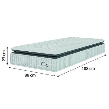 Cama Box Colchão Solteiro Molas Ensacadas City Pillow Top 88x188x61cm Linho Branco / Preto Hellen - Suporta até 110kg por Pessoa Imagem de Cama Box Colchão Solteiro Molas Ensacadas City Pillow Top 88x188x61cm Linho Branco / Preto Hellen - Suporta até 110kg por Pessoa