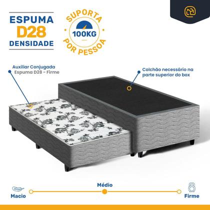 Imagem de Cama Box com Auxiliar de Espuma Bicama Unique Solteiro 88cm