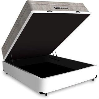 Imagem de Cama Box Com Bau Branco Colchão Ortobom De Molas Ensacadas Airtech Springpocket