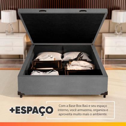 Imagem de Cama Box com Baú Casal 1,38m com 41cm de Altura Prince Suede Cinza