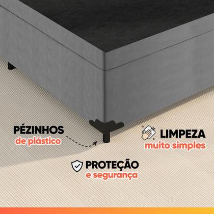 Imagem de Cama Box com Baú Casal 1,38m com 41cm de Altura Prince Suede Cinza