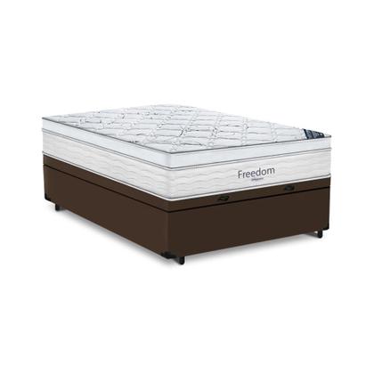 Imagem de Cama Box Com Baú Casal Blindado + Colchão De Molas Ensacadas - Ortobom - Freedom 138x188x74cm