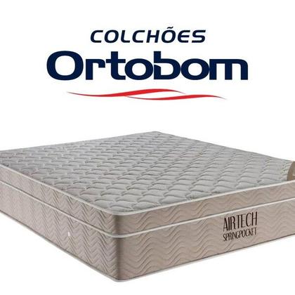 Imagem de Cama Box Com Baú Casal + Colchão De Molas Ensacadas - Ortobom - AirTech SpringPocket - 138x188x67cm