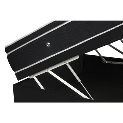 Imagem de Cama Box Com Baú Casal Preto Blindado + Colchão De Molas Ensacadas - Ortobom - Elegant SuperPocket 138x188x70cm