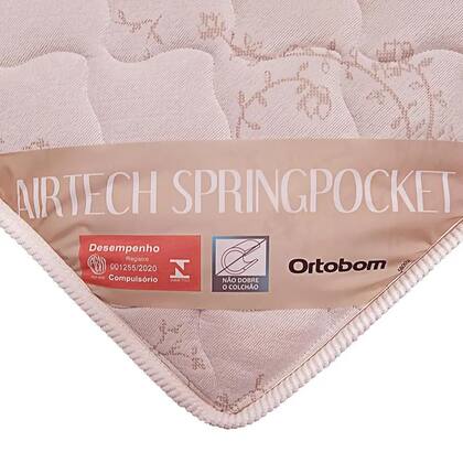 Imagem de Cama Box Com Baú Casal Preto + Colchão De Molas Ensacadas - Ortobom - AirTech SpringPocket - 138x188x67cm