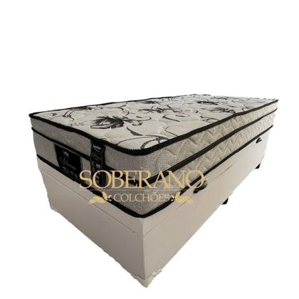 Imagem de Cama Box Com Baú Solteiro + Colchão De Molas Ensacadas - Soberano -Luflex- 88CM