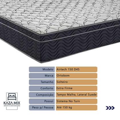 Imagem de Cama + Box com Bau Solteiro Colchão Extra Firme Airtech Ortobom D45