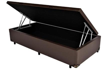 Imagem de Cama Box com Baú Solteiro Marrom Sintético 88x188
