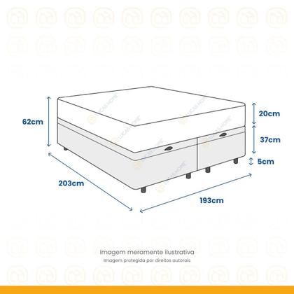 Imagem de Cama Box Com Baú Super King Preta + Colchão De Molas Ensacadas - Anjos - Classic - 193x203x68cm
