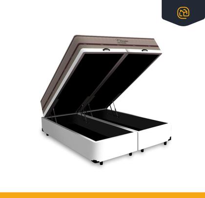 Imagem de Cama Box Com Baú Super King Preta + Colchão De Molas Ensacadas - Anjos - Classic - 193x203x68cm