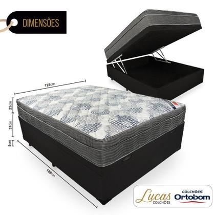 Imagem de Cama Box Com Baú Viúva + Colchão De Molas Ensacadas - Ortobom - ISO SuperPocket - 128x188x67cm
