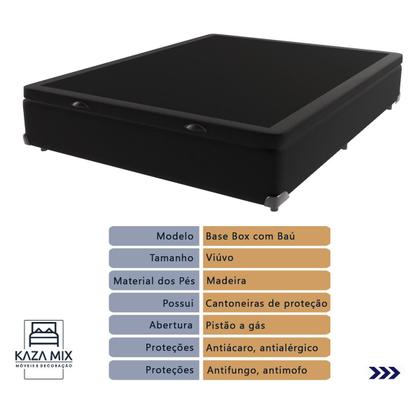 Imagem de Cama + Box com Baú Viúva Colchão Ortobom D45 Firme Airtech
