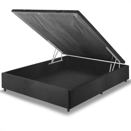 Imagem de Cama Box Com Baú Viúva Preto + Colchão Molas Ensacadas Miami 128x188x64cm