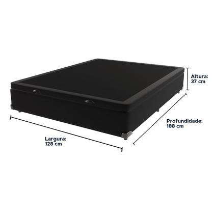 Imagem de Cama Box com Baú Viúvo Preto de Madeira 128cm KazaMix