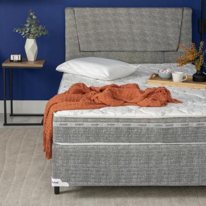 Cama Box com Cabeceira e Colchão Casal Celine Molas Ensacadas (62x138x188) Cinza - Mobly Imagem de Cama Box com Cabeceira e Colchão Casal Celine Molas Ensacadas (62x138x188) Cinza