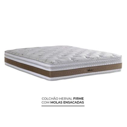 Imagem de Cama Box com Cabeceira King Herval Amore, 67x193x203 cm, Molas Ensacadas, Base Verde