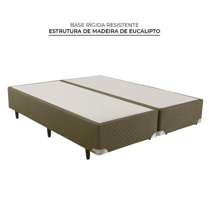 Imagem de Cama Box com Cabeceira King Herval Amore, 67x193x203 cm, Molas Ensacadas, Base Verde