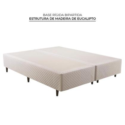 Imagem de Cama Box com Cabeceira Queen Herval Amore, 67x158x198 cm, Molas Ensacadas, Base Branca