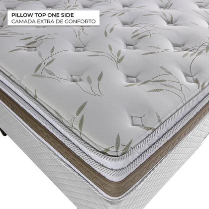 Imagem de Cama Box com Cabeceira Queen Herval Amore, 67x158x198 cm, Molas Ensacadas, Base Branca