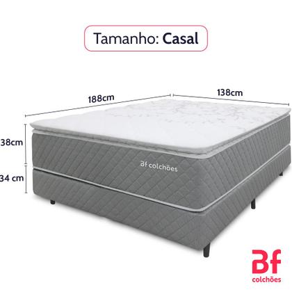 Imagem de Cama Box com Colchão Casal Molas Ensacadas Pillow Top Premium Sleep Cinza 138x188cm BF Colchões