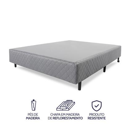 Imagem de Cama Box com Colchão Casal Molas Ensacadas Pillow Top Premium Sleep Cinza 138x188cm BF Colchões