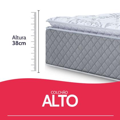 Imagem de Cama Box com Colchão Casal Molas Ensacadas Pillow Top Premium Sleep Cinza 138x188cm BF Colchões
