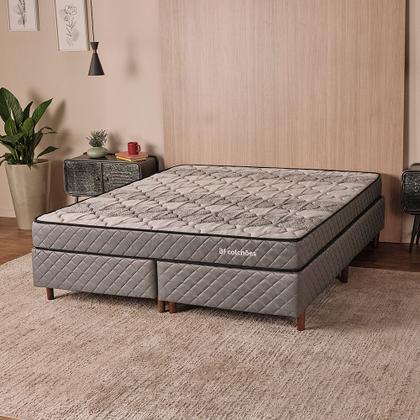 Imagem de Cama Box com Colchão Casal Ortopédico Firme Espuma D33 Antialérgico 138x188x51cm - BF Colchões