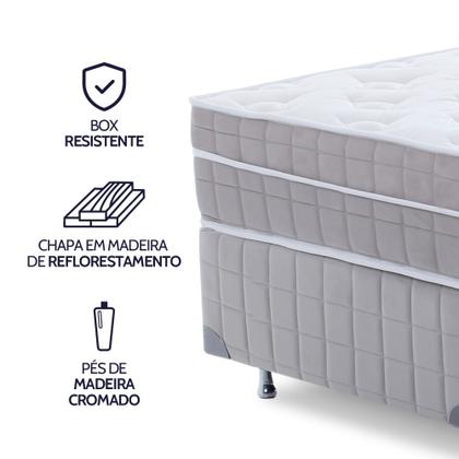 Imagem de Cama Box com Colchão Casal Premium Molas Ensacadas com Espuma D33 Astronasa 138x188cm BF Colchões