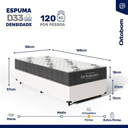 Imagem de Cama Box com Colchão de Espuma D33 Ortobom Airtech 100 Solteiro 88cm