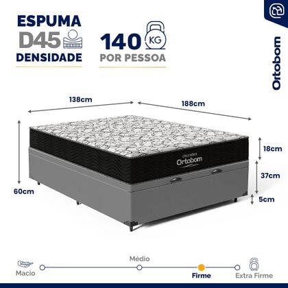 Imagem de Cama Box com Colchão de Espuma D45 Pillow In Anjos OrtoConfort Auxiliar de Molas Unique Solteiro 88 cm
