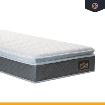 Imagem de Cama Box com Colchão de Espuma D45 Pillow Top Fort Comfort + Auxiliar de Molas Unique Solteiro 88cm