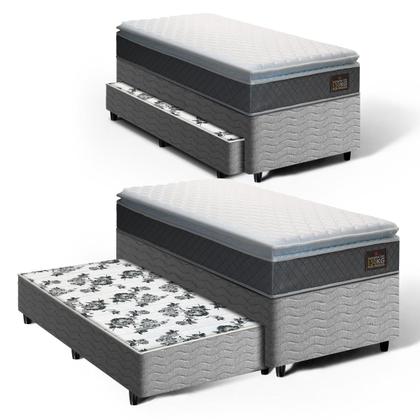 Imagem de Cama Box com Colchão de Espuma D45 Pillow Top Fort Comfort com Auxiliar de Espuma Unique Solteiro 88 cm
