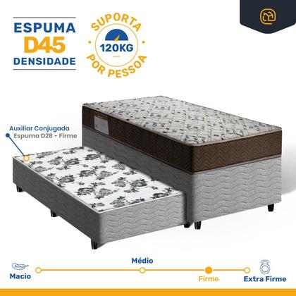 Imagem de Cama Box com Colchão de Espuma D45 Solteiro Ortobom ISO 150 Auxiliar de Espuma Unique Solteiro 88 cm