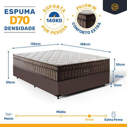 Imagem de Cama Box com Colchão de Espuma D70 Pillow In Ultra Dream Anjos Casal 138 cm