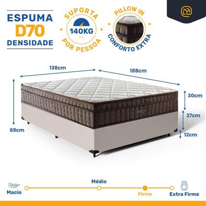 Imagem de Cama Box com Colchão de Espuma D70 Pillow In Ultra Dream Anjos Casal 138 cm