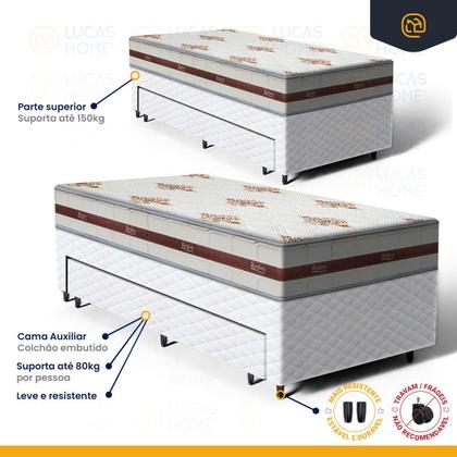 Imagem de Cama Box com Colchao de Molas Ensacadas Anjos Classic + Auxiliar de Espuma Unique Solteiro 88cm