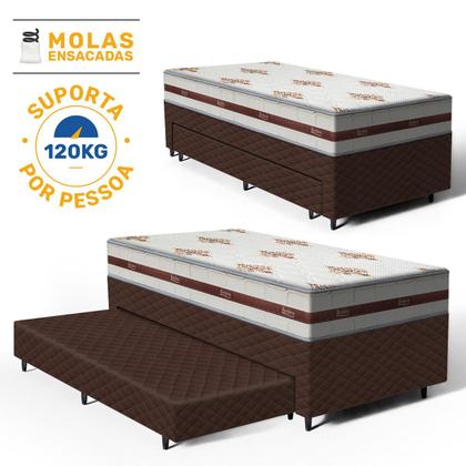 Imagem de Cama Box com Colchao de Molas Ensacadas Anjos Classic + Auxiliar de Espuma Unique Solteiro 88cm